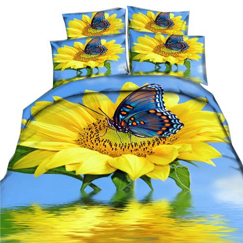  EsyDream 3D Oil Sunflower Garden Print Girls Duvet Cover Sheet Twin Queen King Gold Sunflower Bedding Bedlinen No Comforter,Qty 4PC King Color 5