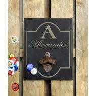 /Etchey Personalized Bottle Opener Sign, Wall Mounted Bottle Opener, Beer Bottle Opener, Custom Bar Sign, Family Name Craft Gift --BBL-BLK-Alexander