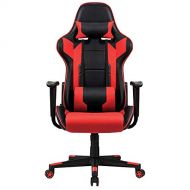Adjustable Video Gaming Chairs, Computer Racing Chair with Headrest and Back Support (Red) (PU Leather Swivel) Sold by Etechwork