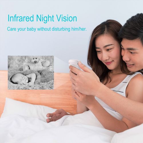  EtekStorm 2.4 inch Video Baby Monitor Night Vision Temperature Sensor Two Way Audio Talkback Communication System for Baby Seniors