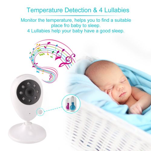  EtekStorm 2.4 inch Video Baby Monitor Night Vision Temperature Sensor Two Way Audio Talkback Communication System for Baby Seniors