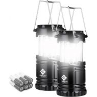 Etekcity Lantern Camping Essentials , Led Flashlight for Power Outages, Battery Operated Lights for Emergency Supplies, Survival Kit and Gear for Hurricane, 2 Pack, Black