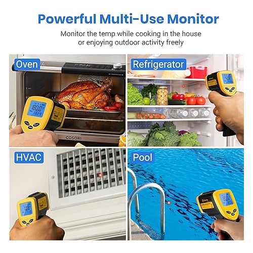  Etekcity Infrared Thermometer Laser Temperature Gun for Griddle, -58°F to 1130°F for Food, BBQ, Pizza Oven Accessories, Non Contact IR Heat Gun for Pool, Reptile, Cooking, Kitchen, Fridge