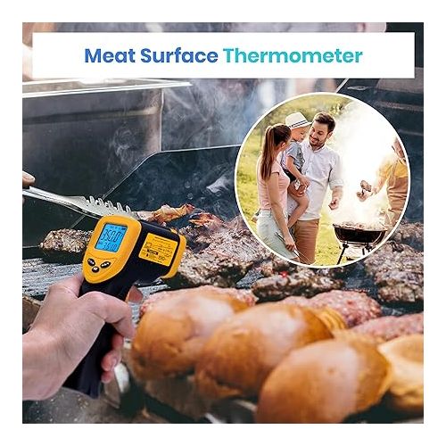  Etekcity Infrared Thermometer Temperature Gun 774, Digital IR Temp Gun for Food, Cooking, BBQ, Pizza Oven, Reptile, Griddle Accessories, Non Contact Surface Outdoor Heat Gun