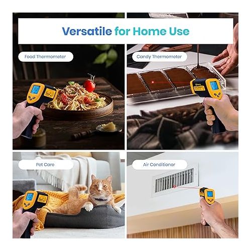  Etekcity Infrared Thermometer Temperature Gun 774, Digital IR Temp Gun for Food, Cooking, BBQ, Pizza Oven, Reptile, Griddle Accessories, Non Contact Surface Outdoor Heat Gun