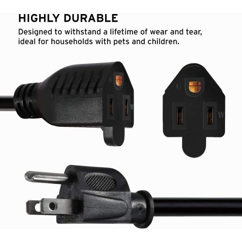  [아마존 핫딜]  [아마존핫딜]Etekcity Power Extension Cord Short Cable, Outlet Saver, 3 Prong, 16AWG 13A, UL Listed (10 Pack, 1 Foot)