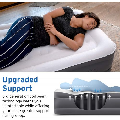  [아마존 핫딜]  [아마존핫딜]Etekcity Air Mattress with Built-in Pump 16.5- Queen Twin Inflatable Blow Up Mattress Raised Air Bed with External Valve for Camping, Friends, Storage Bag, 2-Year Warranty, White