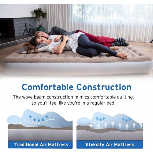  [아마존 핫딜]  [아마존핫딜]Etekcity Camping Air Mattress Queen Twin Airbed Height 9, Upgraded Inflatable Bed Blow Up Mattress Raised Airbed with Rechargeable Pump, 2-Year Warranty, Storage Bag