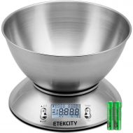 [아마존 핫딜]  [아마존핫딜]Etekcity Digital Kitchen Food Multifunction Removable Bowl 2.15L Liquid Volume Room Temperature and Timer, 11lb 5kg, Backlight Scales, 8.4 8.4 3.6 inch, Silver