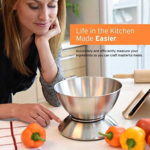  [아마존 핫딜]  [아마존핫딜]Etekcity Digital Kitchen Food Multifunction Removable Bowl 2.15L Liquid Volume Room Temperature and Timer, 11lb 5kg, Backlight Scales, 8.4 8.4 3.6 inch, Silver