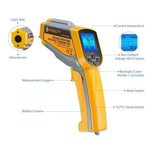  [아마존 핫딜]  [아마존핫딜]Etekcity Lasergrip 1025D Digital Dual Infrared Laser Thermometer Temperature Gun-58℉~1022℉ (-50℃~550℃) with Adjustable Emissivity, Non-Contact Voltage Tester (NCV)