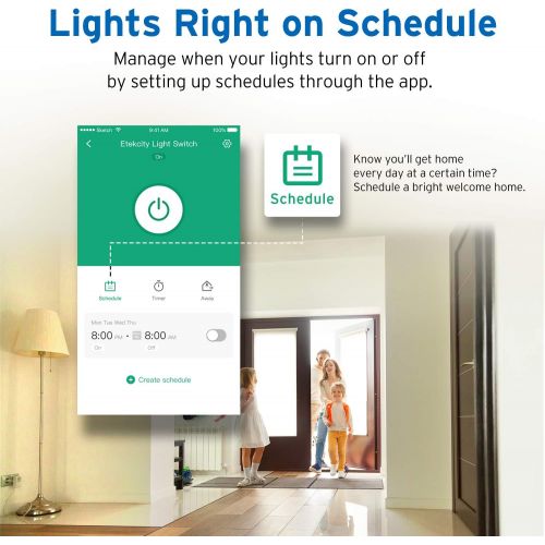  [아마존 핫딜] [아마존핫딜]Smart Light Switch by Etekcity, WiFi Inwall Switch with Timer, Works with Alexa, Google Home and IFTTT, No Hub Required, Guided Installation, ETL and FCC listed, 2 Years Warranty (