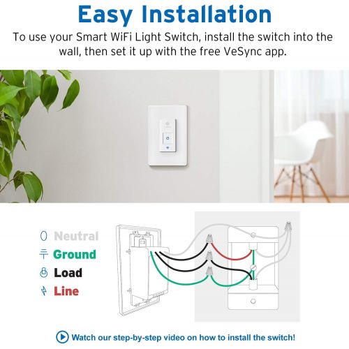  [아마존 핫딜] [아마존핫딜]Smart Light Switch by Etekcity, WiFi Inwall Switch with Timer, Works with Alexa, Google Home and IFTTT, No Hub Required, Guided Installation, ETL and FCC listed, 2 Years Warranty (