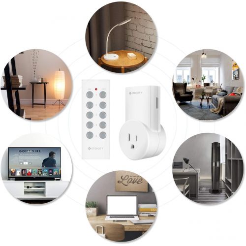  [아마존 핫딜] [아마존핫딜]Etekcity Wireless Remote Control Outlet Light Switch for Lights, Lamps, Christmas Decorations, Plug and Go, Up to 100 ft. Range, FCC, ETL Listed, White (Learning Code, 5Rx-2Tx)