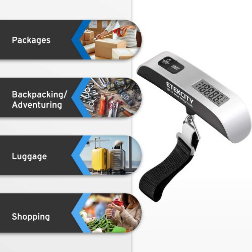  [아마존핫딜][아마존 핫딜] Amazon.com | Etekcity Digital Hanging Luggage Scale, Portable Handheld Baggage Scale for Travel, Suitcase Scale With Rubber Paint, Temperature Sensor, 110 Pounds, Silver, Battery I