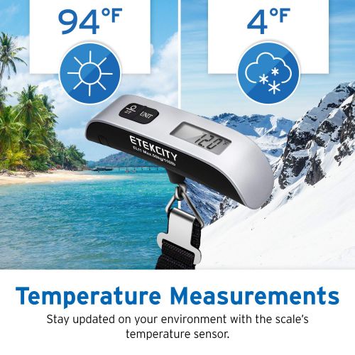  [아마존핫딜][아마존 핫딜] Amazon.com | Etekcity Digital Hanging Luggage Scale, Portable Handheld Baggage Scale for Travel, Suitcase Scale With Rubber Paint, Temperature Sensor, 110 Pounds, Silver, Battery I