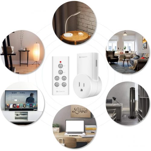  [아마존핫딜][아마존 핫딜] Etekcity Remote Control Outlet Kit Wireless Light Switch for Household Appliances, Unlimited Connections, Up to 100 ft. Range, FCC, ETL Listed, White (Learning Code, 3Rx-2Tx) - Ele