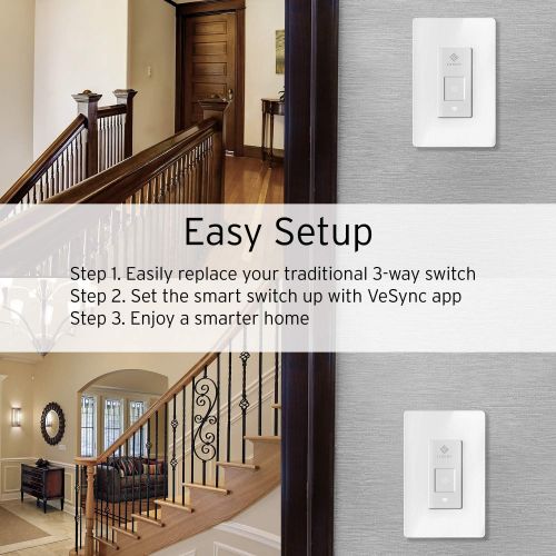  [아마존핫딜][아마존 핫딜] 3 Way Smart Light Switch by Etekcity, Works with Alexa and Google Home, Neutral Wire Required, 15A/1800W, ETL/FCC Listed, 2-Year Warranty (2 Pack)