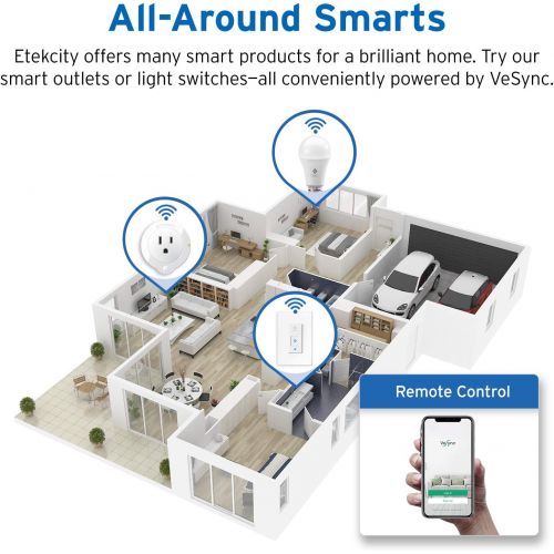  [아마존베스트]Etekcity ESL100 LED WiFi 스마트 라이트, 밝기 조절 가능한 소프트 화이트 에디슨 전구, 알렉소와 구글 보조기, A19, 60W 동등함, 허브 필요 없음, UL 및 FCC 등록