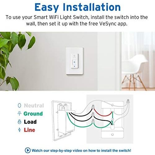  [아마존베스트]Smart Light Switch by Etekcity, WiFi Inwall Switch with Timer, Works with Alexa, Google Home and IFTTT, No Hub Required, Guided Installation, ETL and FCC listed, 2 Years Warranty (