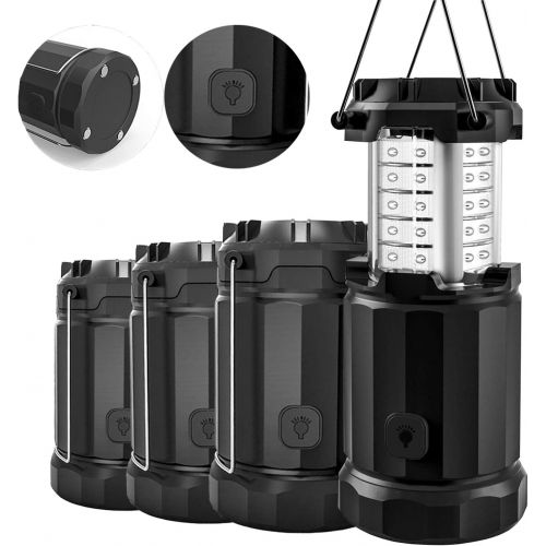  [아마존베스트]Etekcity 4 Pack Camping Lantern LED Portable Flashlights with AA Batteries, Upgraded Magnetic Base and Dimmer Button- Collapsible Survival Lights for Emergency, Hurricane, Outage