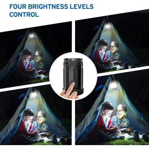  [아마존베스트]Etekcity 4 Pack Camping Lantern LED Portable Flashlights with AA Batteries, Upgraded Magnetic Base and Dimmer Button- Collapsible Survival Lights for Emergency, Hurricane, Outage