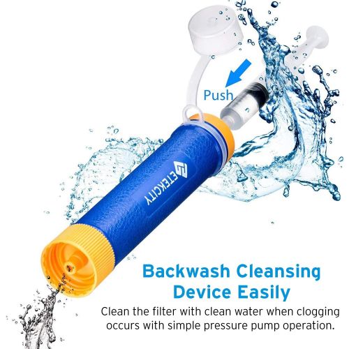  [아마존베스트]Etekcity Water Filter Straw with 1500L 3-Stage Filtration, 0.01 Micron, Personal Mini Purifier Survival Gear for Hiking, Camping, Travel, Emergency