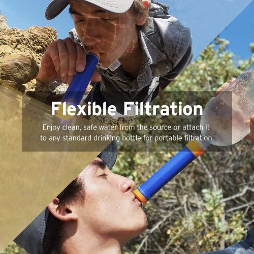  [아마존베스트]Etekcity Water Filter Straw with 1500L 3-Stage Filtration, 0.01 Micron, Personal Mini Purifier Survival Gear for Hiking, Camping, Travel, Emergency