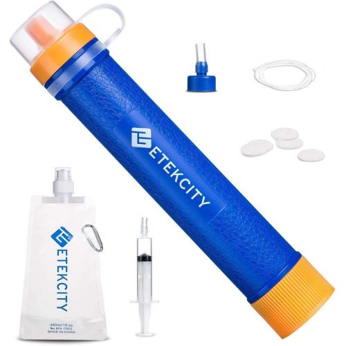  [아마존베스트]Etekcity Water Filter Straw with 1500L 3-Stage Filtration, 0.01 Micron, Personal Mini Purifier Survival Gear for Hiking, Camping, Travel, Emergency