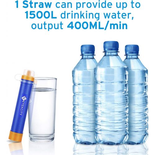  [아마존베스트]Etekcity Water Filter Straw with 1500L 3-Stage Filtration, 0.01 Micron, Personal Mini Purifier Survival Gear for Hiking, Camping, Travel, Emergency