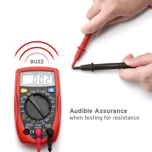  Etekcity MSR-R500 Digital Multimeter, Amp Volt Ohm Voltage Tester Meter with Diode and Continuity Test, Dual Fused for Anti-Burn, Red