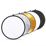 Etekcity 24 (60cm) 5-in-1 Photography Reflector Light Reflectors for Photography Multi-Disc Photo Reflector Collapsible with Bag - Translucent, Silver, Gold, White and Black