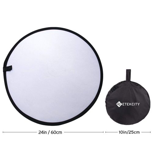  Etekcity 24 (60cm) 5-in-1 Photography Reflector Light Reflectors for Photography Multi-Disc Photo Reflector Collapsible with Bag - Translucent, Silver, Gold, White and Black