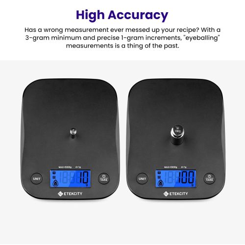  Etekcity Food Kitchen Scale, Digital Weight Grams and Oz for Baking and Cooking, Large, Black