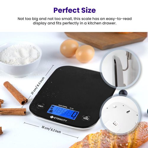  Etekcity Food Kitchen Scale, Digital Weight Grams and Oz for Baking and Cooking, Large, Black