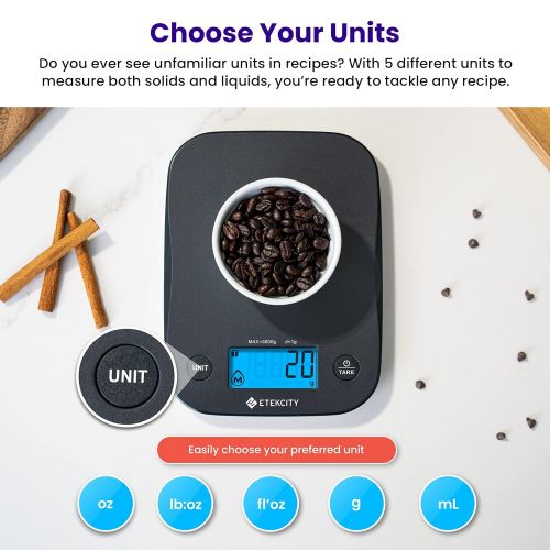  Etekcity Food Kitchen Scale, Digital Weight Grams and Oz for Baking and Cooking, Large, Black