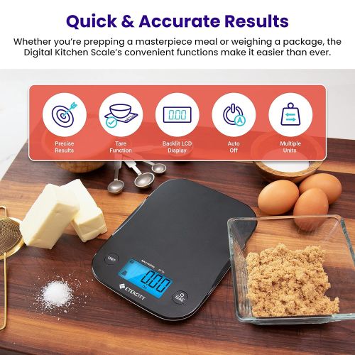  Etekcity Food Kitchen Scale, Digital Weight Grams and Oz for Baking and Cooking, Large, Black