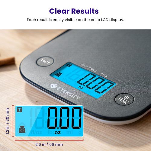  Etekcity Food Kitchen Scale, Digital Weight Grams and Oz for Baking and Cooking, Large, Black