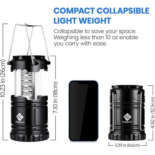  Etekcity Lantern Camping Lantern Battery Powered Led for Power Outages, Emergency Light for Home, Hiking, Hurricane, Camping Gear Accessories , Portable & Lightweight, Batteries In