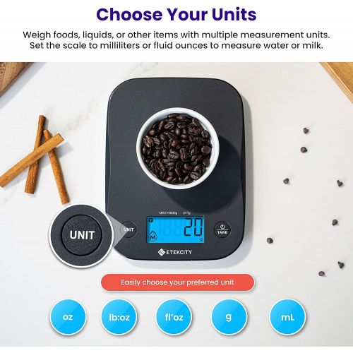  Etekcity Food Scale Digital Kitchen Weight Grams and Ounces for Baking and Cooking, 1g Division, Black: Kitchen & Dining