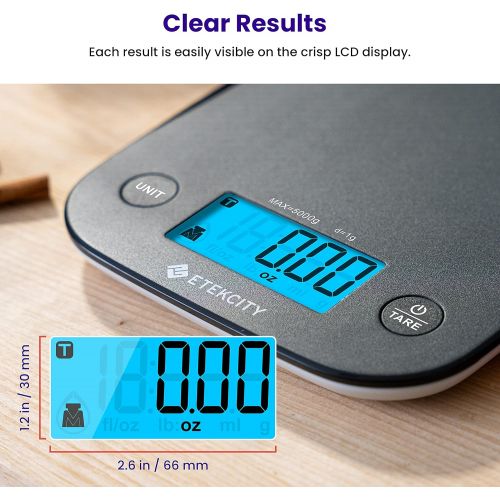  Etekcity Food Scale Digital Kitchen Weight Grams and Ounces for Baking and Cooking, 1g Division, Black: Kitchen & Dining