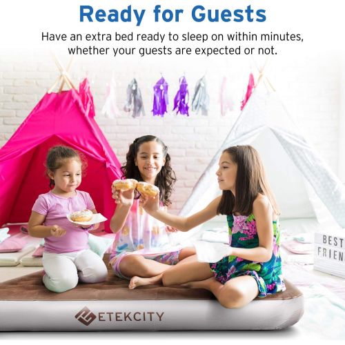  [아마존베스트]Etekcity Upgraded Camping Air Mattress, Queen Twin Airbed Height 9, Inflatable Bed Blow Up Mattress Raised Airbed with Rechargeable Pump, 2-Year Warranty, Storage Bag