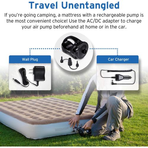  [아마존베스트]Etekcity Upgraded Camping Air Mattress, Queen Twin Airbed Height 9, Inflatable Bed Blow Up Mattress Raised Airbed with Rechargeable Pump, 2-Year Warranty, Storage Bag