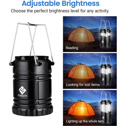  Etekcity LED Camping Lantern for Power Outages, Emergency Lights for Hurricane Storms Home, Camping Equipment Supplies Survival Kits, Battery Powered Operated Lanterns Lamp, 4 Pack