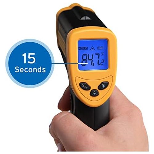  Etekcity Infrared Thermometer 749 (Not for Human) Temperature Gun Non-Contact Digital Lasergrip with LCD Backlit Display, -58℉ to 716℉ (-50℃ to 380℃), Black-Yellow