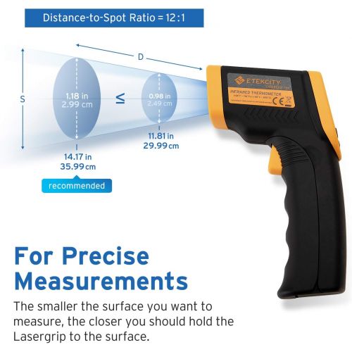  Etekcity Infrared Thermometer 749 (Not for Human) Temperature Gun Non-Contact Digital Lasergrip with LCD Backlit Display, -58℉ to 716℉ (-50℃ to 380℃), Black-Yellow