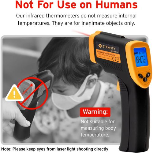  Etekcity Infrared Thermometer 749 (Not for Human) Temperature Gun Non-Contact Digital Lasergrip with LCD Backlit Display, -58℉ to 716℉ (-50℃ to 380℃), Black-Yellow