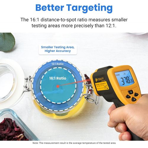  Etekcity Infrared Thermometer 800 (Not for Human) Non-Contact Digital Temperature Gun, 16:1 DTS Ratio, -58℉?to 1382℉ (-50℃ to 750℃), Yellow and Black