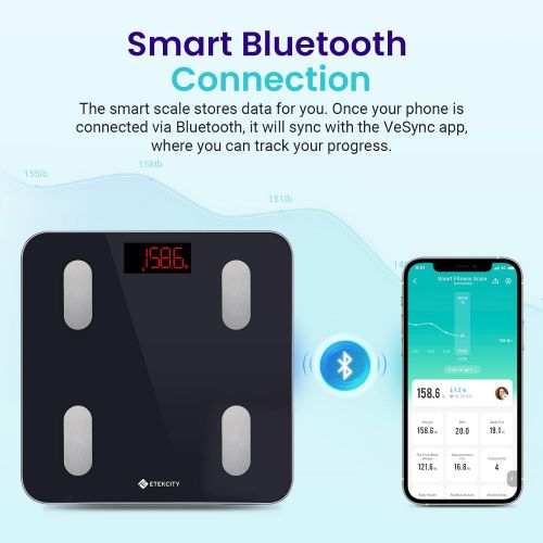  [무료배송]Etekcity Scales for Body Weight Bathroom Digital Weight Scale for Body Fat, Smart Bluetooth Scale for BMI, and Weight Loss, Sync 13 Data with Other Fitness Apps