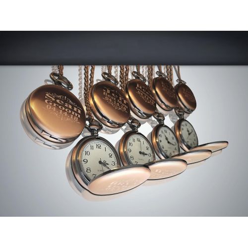  Eternity Engraving 9 Groomsmen Rose Gold pocket watches set of 9, Gift boxes included, engraving included, Chains included.